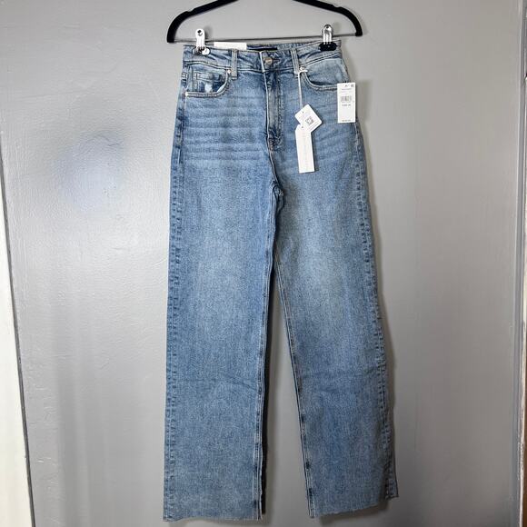 Sanctuary Revolve The Flashback High Rise Wide Leg Jeans Raw Hem Slit 26 NWT - Picture 1 of 14
